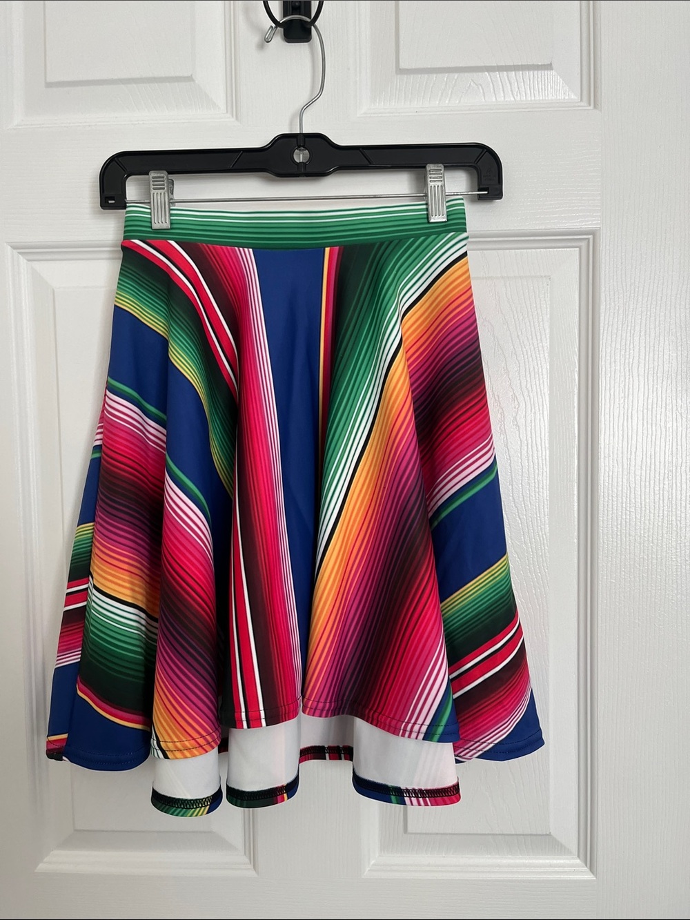 Striped Multi-Color Flared Swim Coverup Skirt